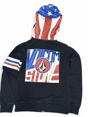 Y2K Volcom USA Graphic AOP Graphic Full Zip Hoodie